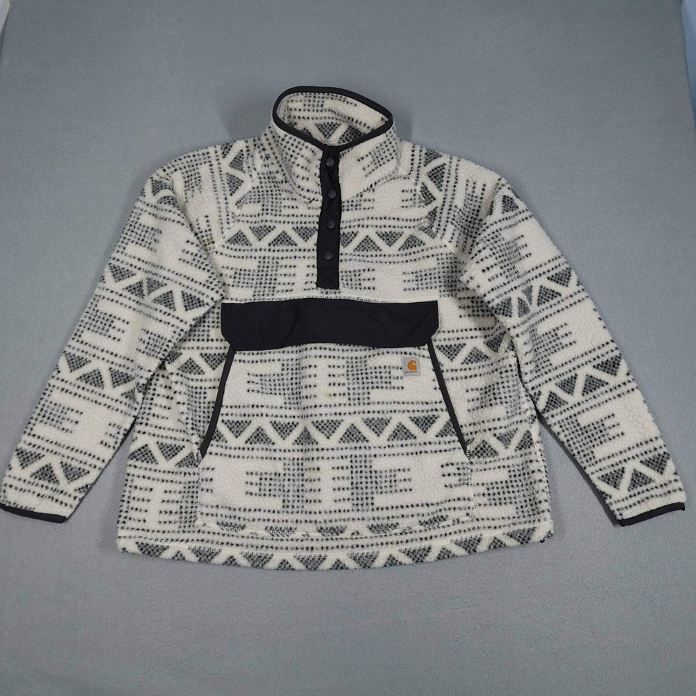Carhartt Pullover Womens XL White Aztec Sherpa Jacket Outdoor Coat Fleece